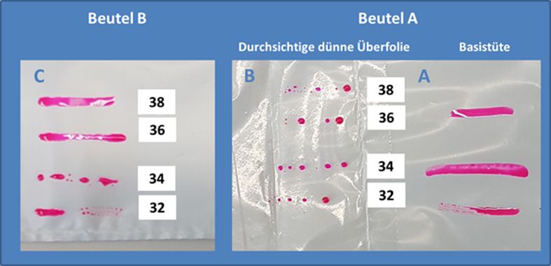 Oberflächenspannung mit Testtinte ermitteln